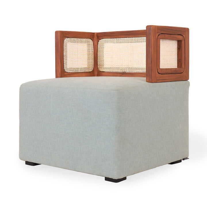 Tenang - Square Ottoman with Grey Fabric