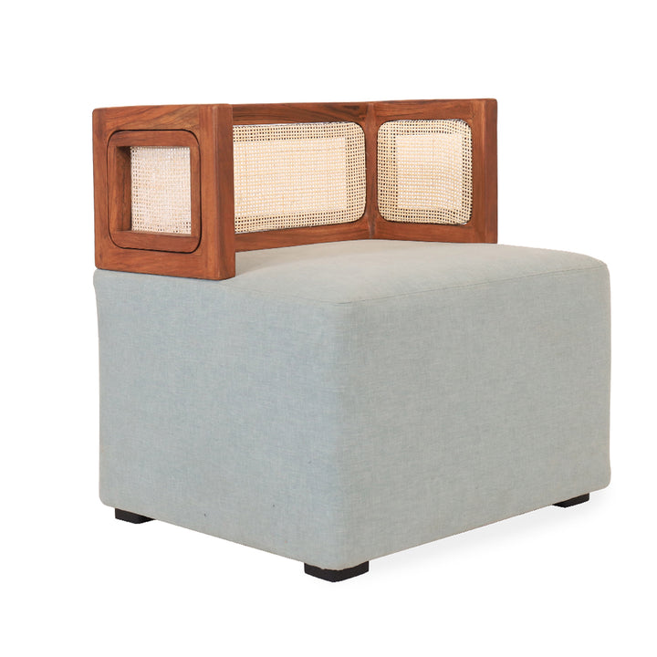 Tenang - Square Ottoman with Grey Fabric