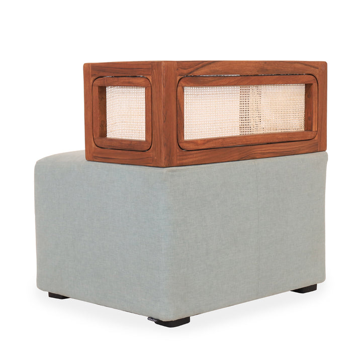 Tenang - Square Ottoman with Grey Fabric