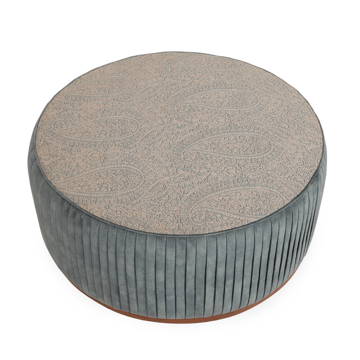 Pouffe - Teakwood Ottoman with Bunker Grey Fabric