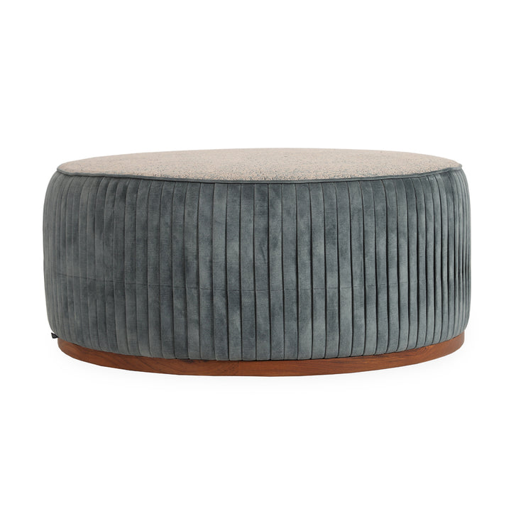Pouffe - Teakwood Ottoman with Bunker Grey Fabric