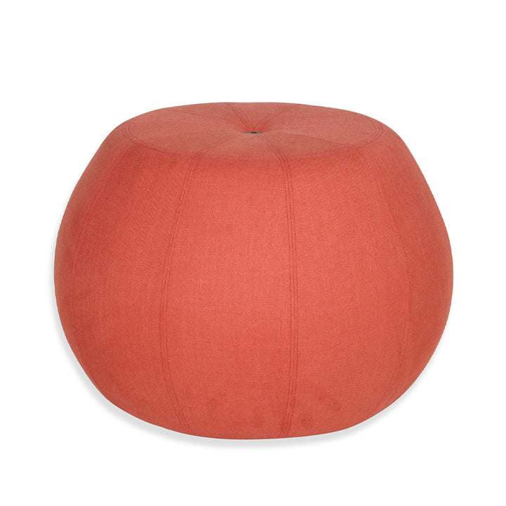 Pouffe - Round Ottoman with Red Fabric