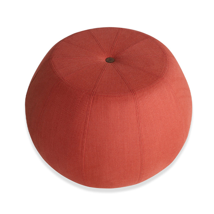 Pouffe - Round Ottoman with Red Fabric