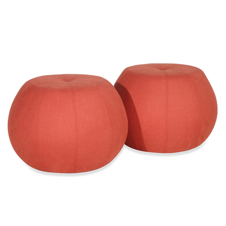 Pouffe - Round Ottoman with Red Fabric