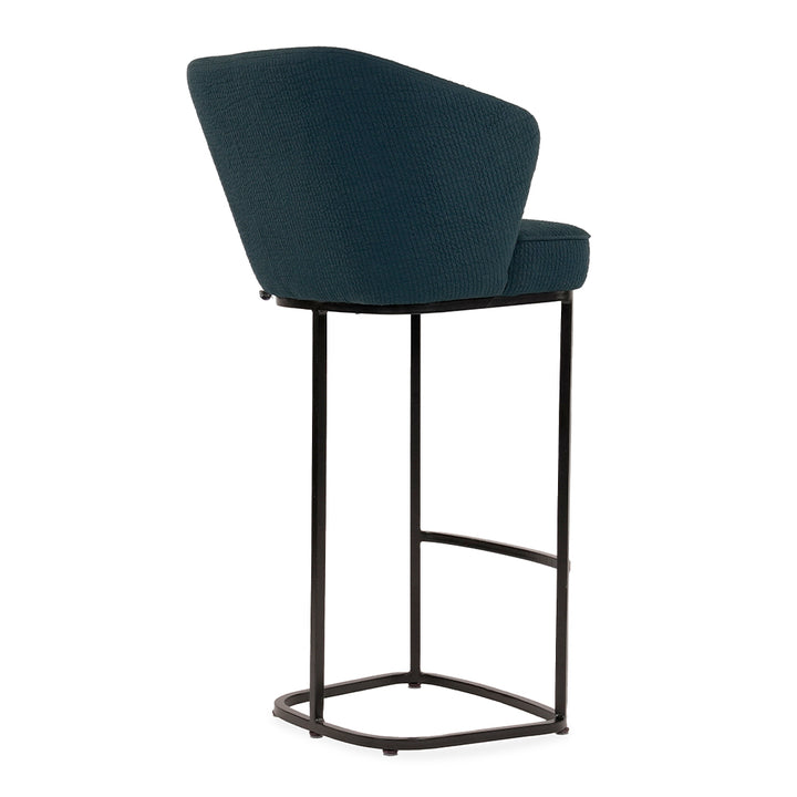 Qiya - Metal High / Bar Chair with Blue fabric