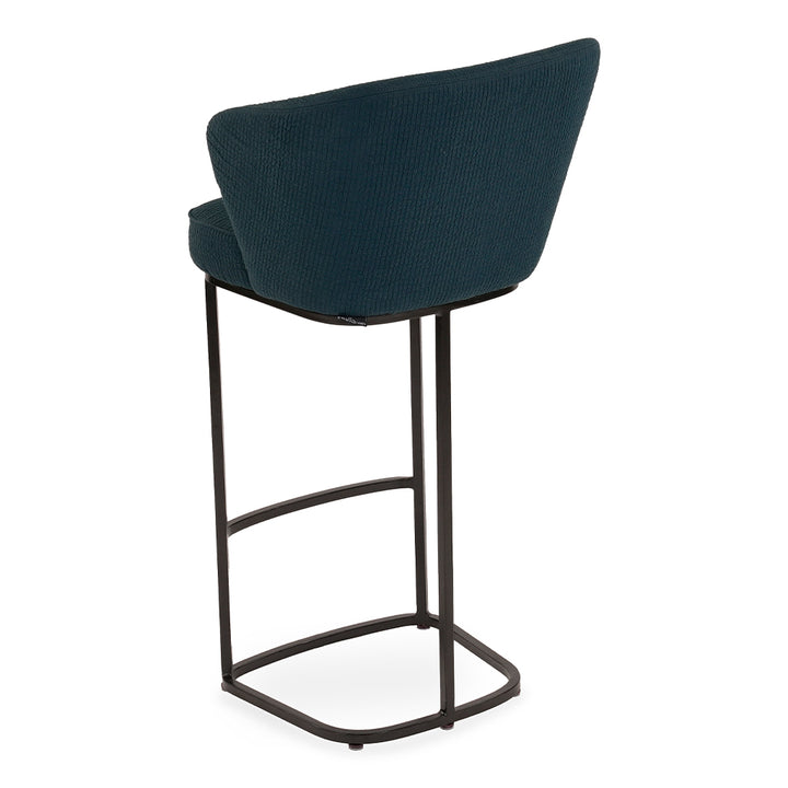 Qiya - Metal High / Bar Chair with Blue fabric