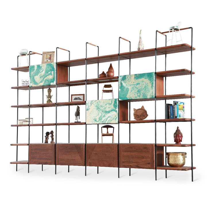 Refu – Metal Decorative Unit with Green White Solid PU on Fronts - Alankaram