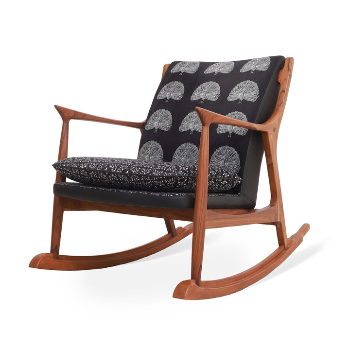 Ruru - Lounge Chair with Black Printed Fabric