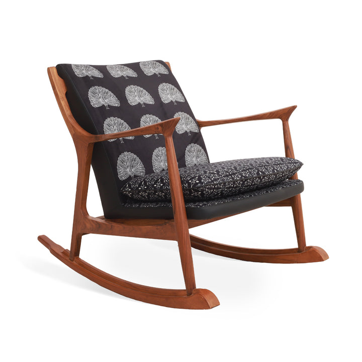 Ruru - Lounge Chair with Black Printed Fabric