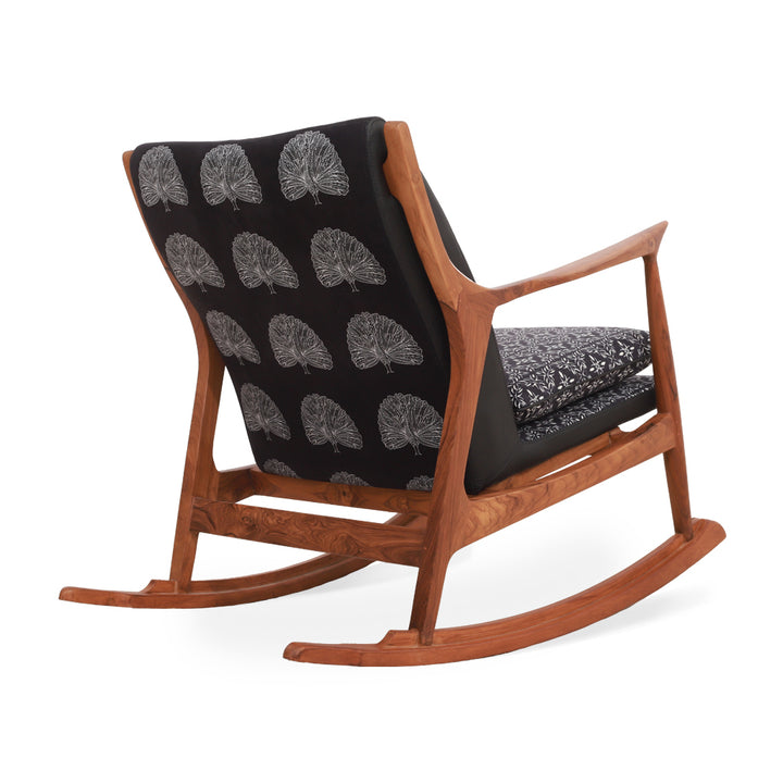Ruru - Lounge Chair with Black Printed Fabric