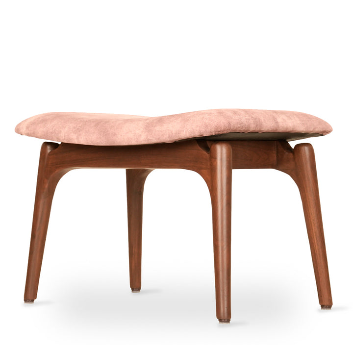Ruru - Teakwood Footstool with Salmon Pink Fabric