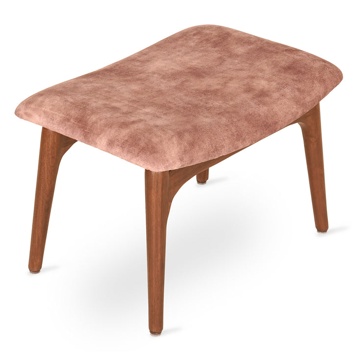 Ruru - Teakwood Footstool with Salmon Pink Fabric