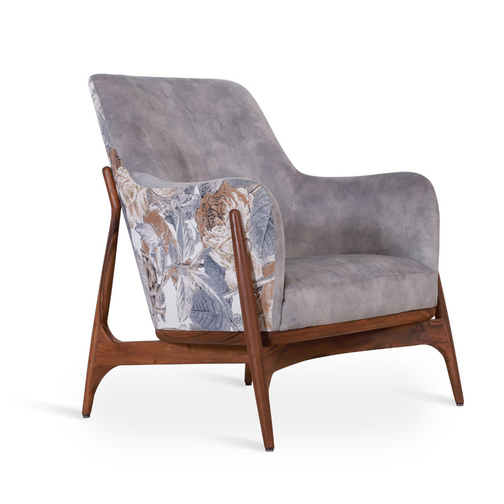 Syva - Lounge Chair with Purple, Printed Fabric