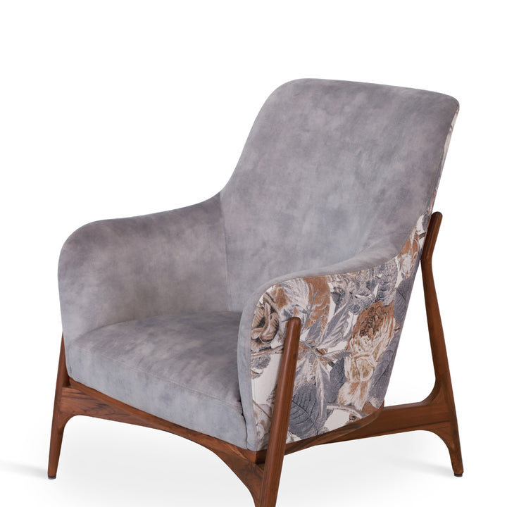 Syva - Lounge Chair with Purple, Printed Fabric