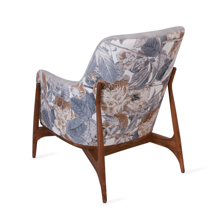 Syva - Lounge Chair with Purple, Printed Fabric