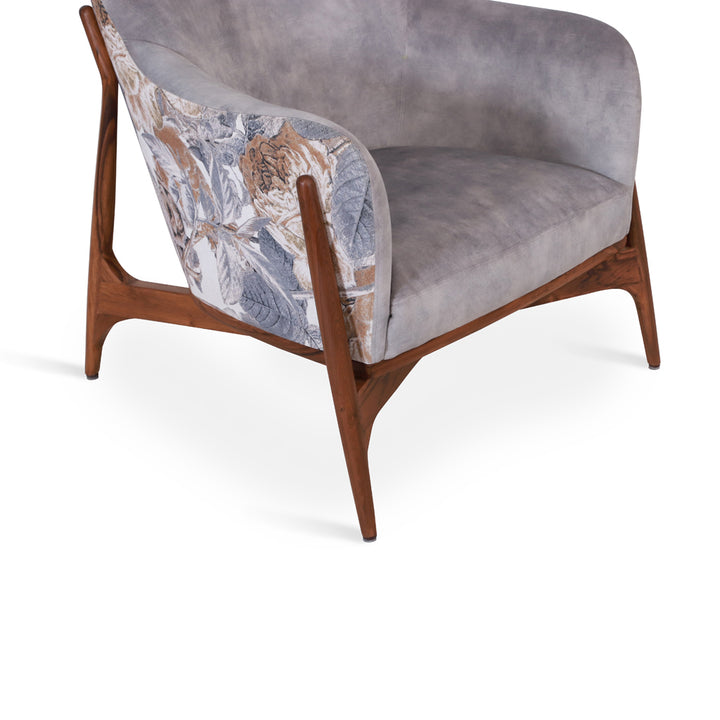 Syva - Lounge Chair with Purple, Printed Fabric