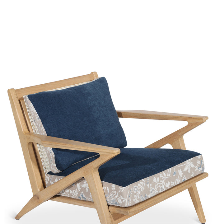 Z-Chair - Lounge Chair with Blue, Printed Fabric