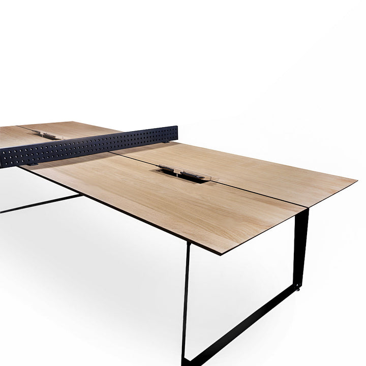 Idrott-Metal Table Tennis Meeting Table with Solidwood Top