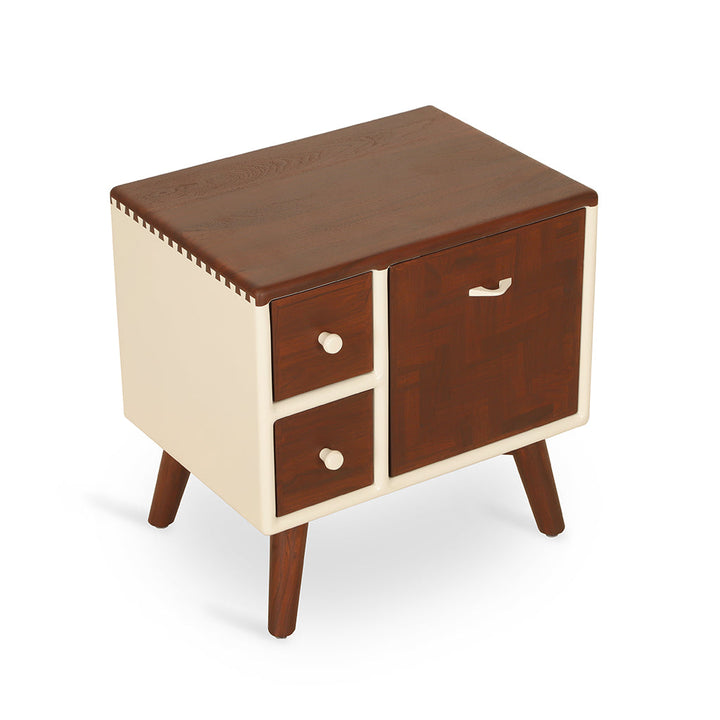 Mosaique Teakwood Storage Unit with Walnut and White Color