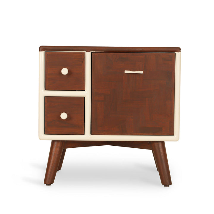 Mosaique Teakwood Storage Unit with Walnut and White Color