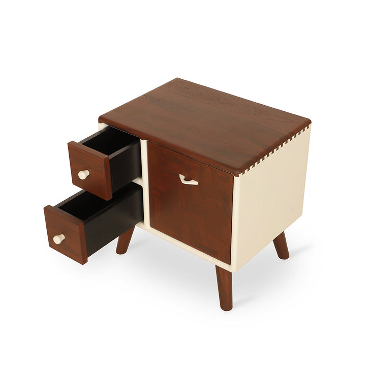 Mosaique Teakwood Storage Unit with Walnut and White Color