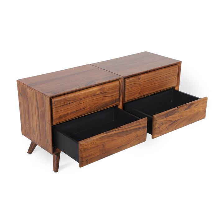 Twee Teakwood Bedside Unit
