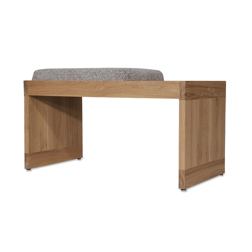 Bench - Solidwood Seating with Grey Fabric | Alankaram