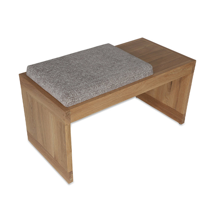 Bench Solidwood Seating with Grey Fabric