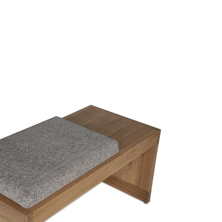 Bench Solidwood Seating with Grey Fabric
