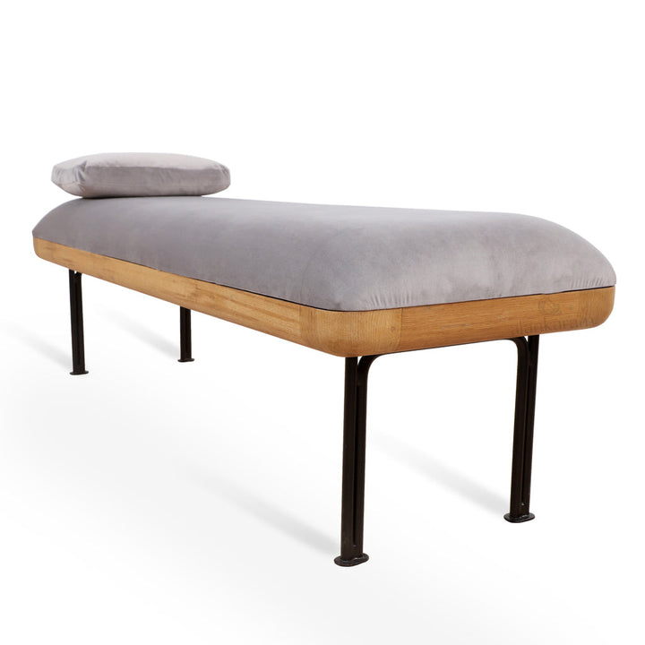 Benci Solidwood Bench with Grey Fabric