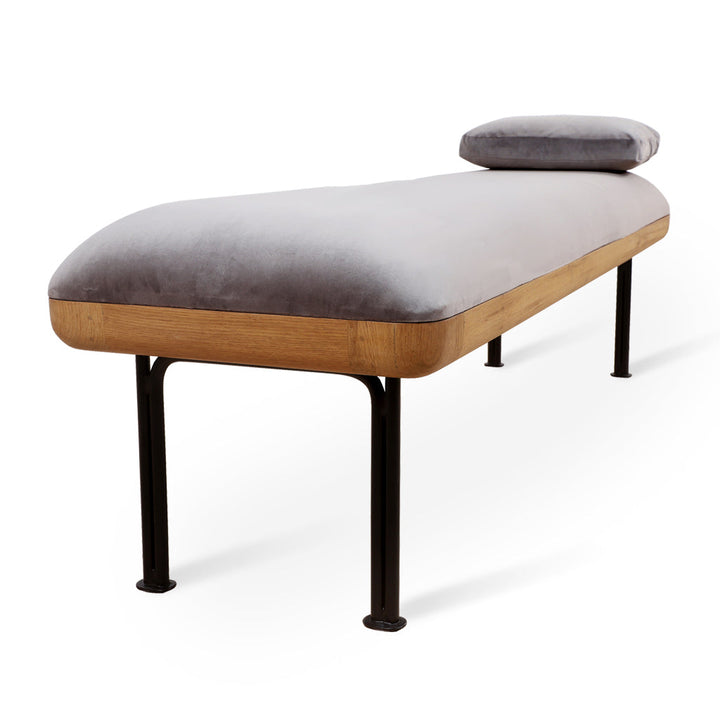 Benci Solidwood Bench with Grey Fabric