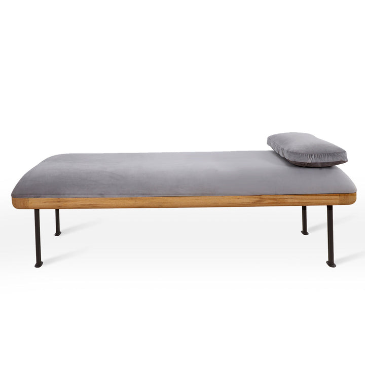 Benci Solidwood Bench with Grey Fabric