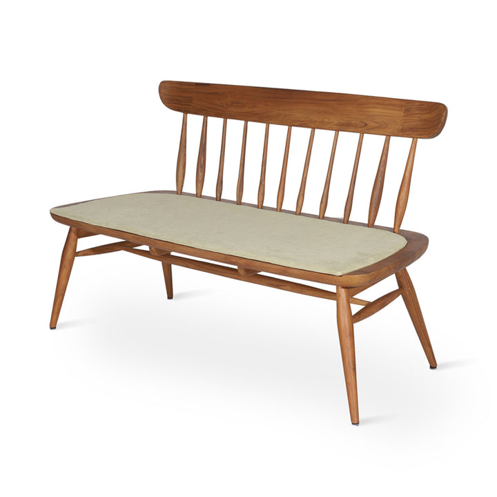 Buyuk Teakwood Bench with Olive Green Fabric