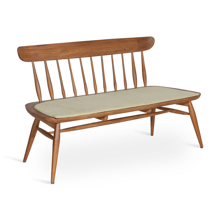 Buyuk Teakwood Bench with Olive Green Fabric