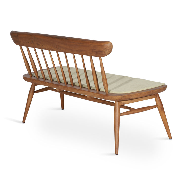 Buyuk Teakwood Bench with Olive Green Fabric