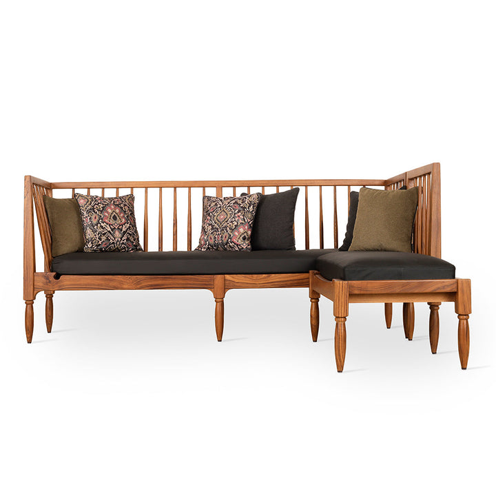 Iste Teakwood Bench with Black Leather