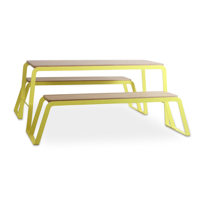 Klop Solidwood Bench with Metal Base