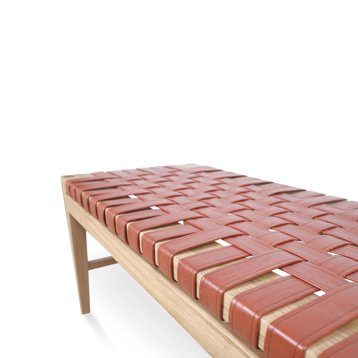 Paski Solidwood Bench with Tan Leatherette Straps