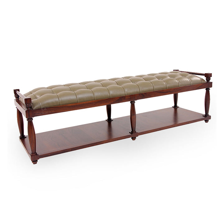 Penkki Teakwood Bench with Cream Leatherette