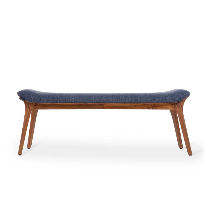 Phalaka Teakwood Bench with Blue Fabric