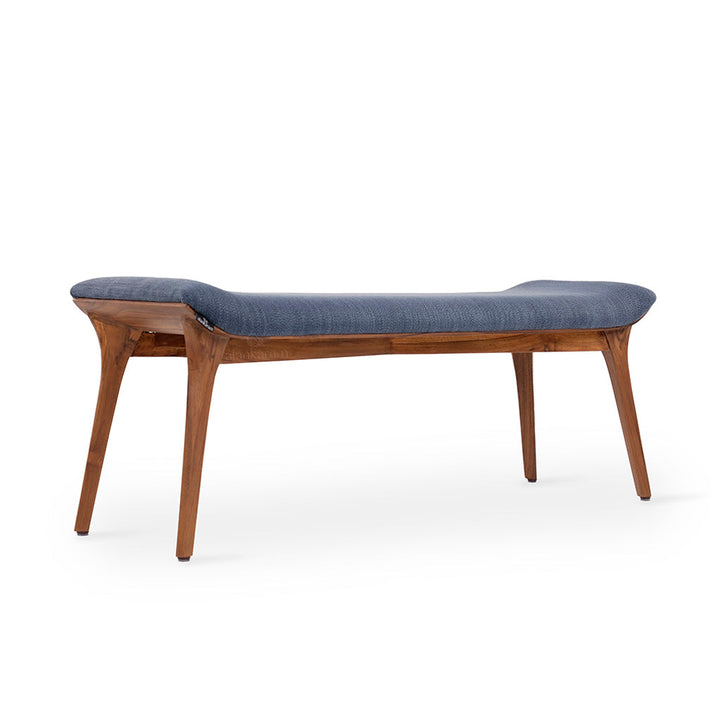 Phalaka Teakwood Bench with Blue Fabric
