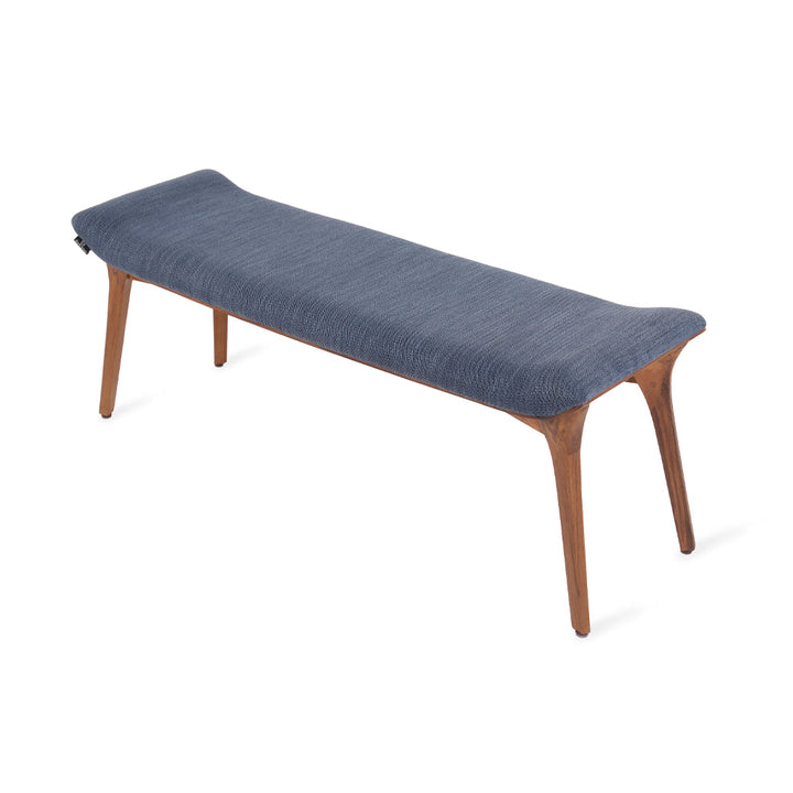 Phalaka Teakwood Bench with Blue Fabric