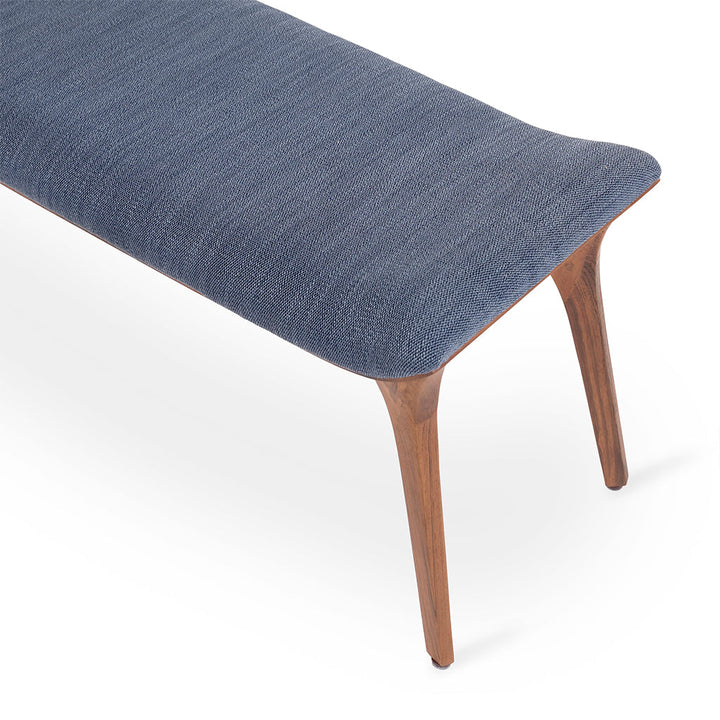 Phalaka Teakwood Bench with Blue Fabric