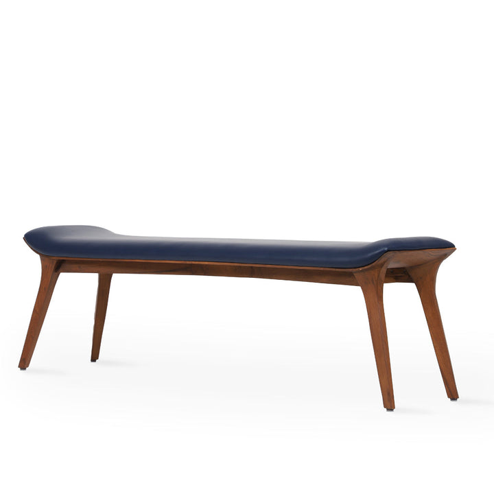 Phalaka Teakwood Bench with Blue Leatherette