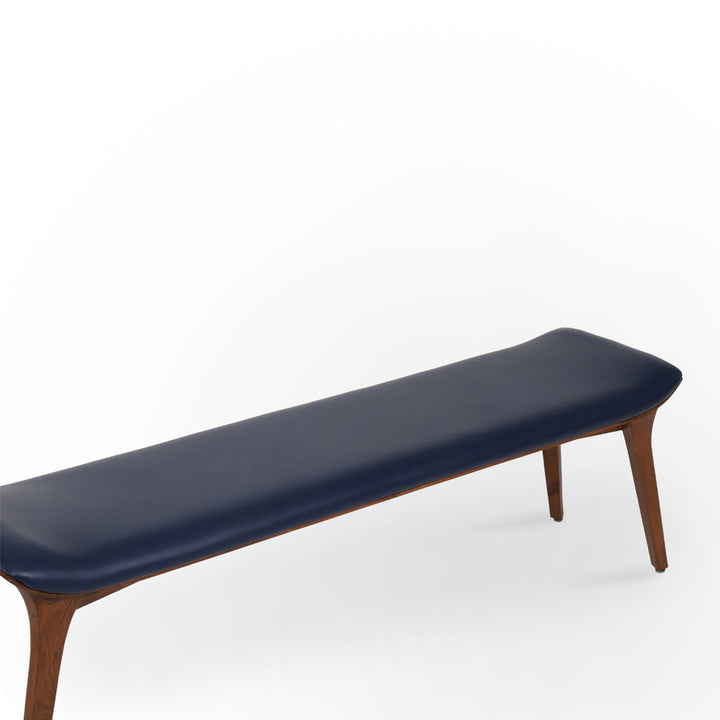 Phalaka Teakwood Bench with Blue Leatherette