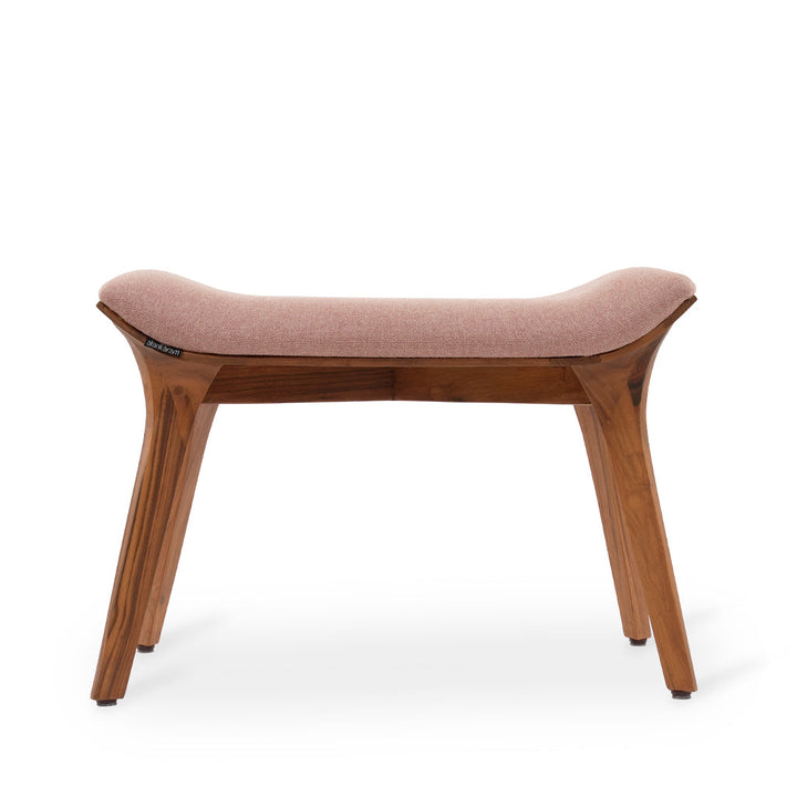 Phalaka Teakwood Bench with Peach Velvet Fabric