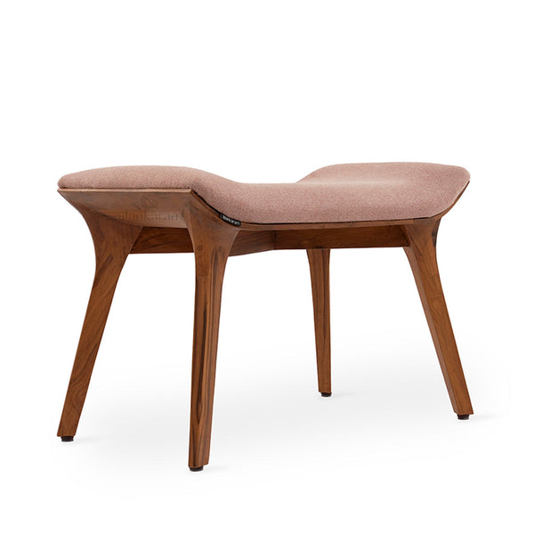 Phalaka Teakwood Bench with Peach Velvet Fabric