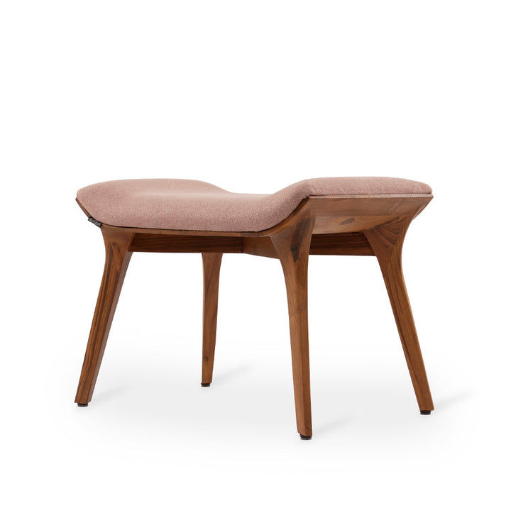 Phalaka Teakwood Bench with Peach Velvet Fabric