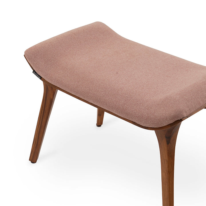 Phalaka Teakwood Bench with Peach Velvet Fabric