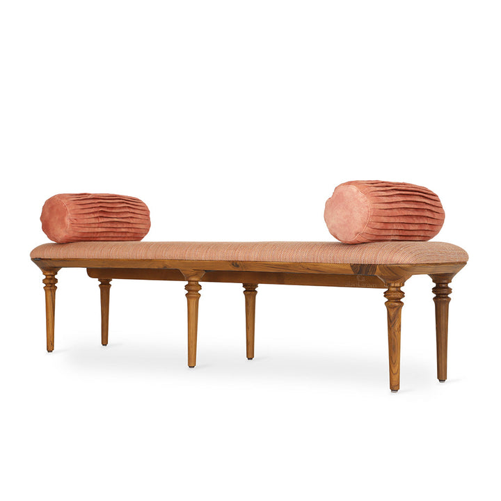 Ravello Teakwood Bench with Orange Fabric